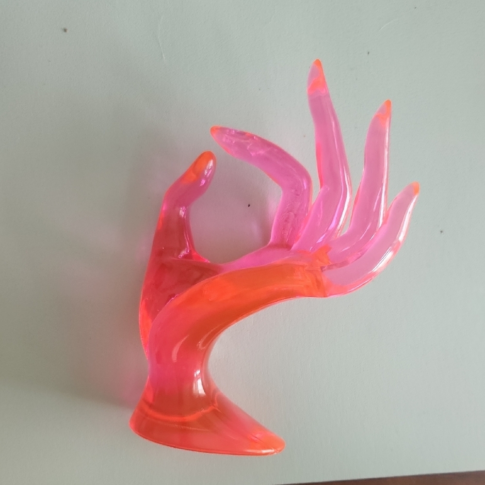 Vibrant Pink and Orange Hand Sculpture